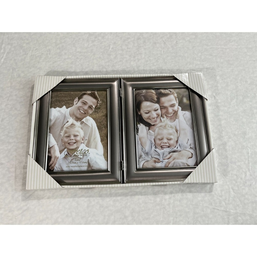 Fetco Pewter Double 5x7 Picture Frame Newport Hue Modern Style NIB Gift Home